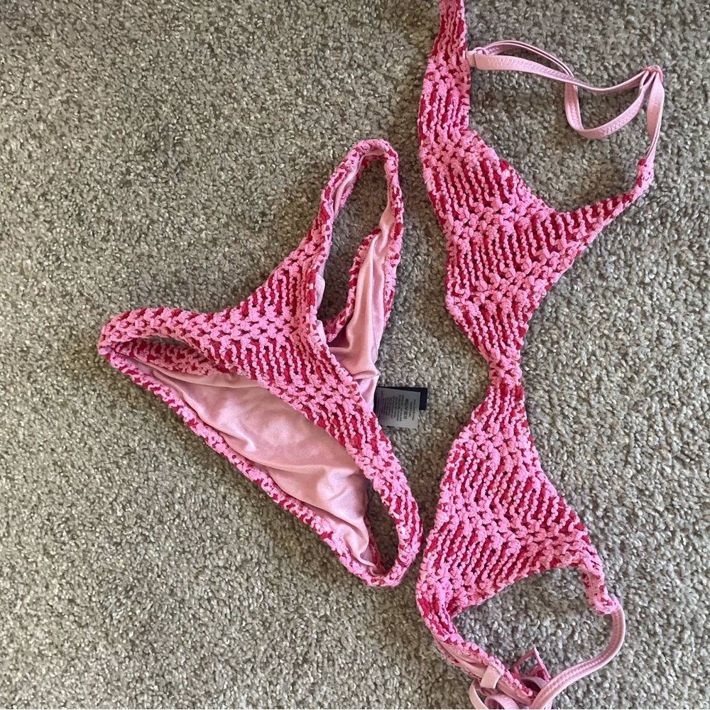 Triangl crochet Bikini set. Small top medium bottom. Only worn once